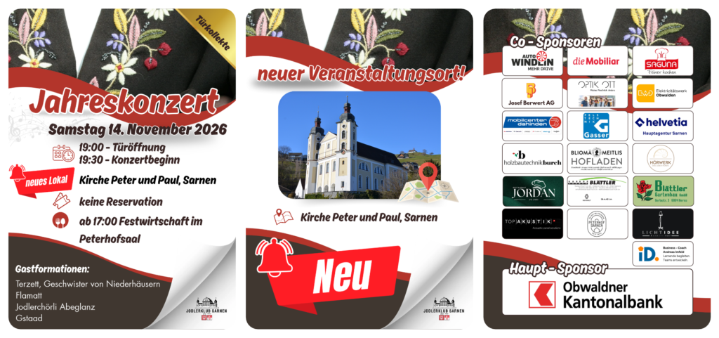 André von Moos, Jahreskonzert, Flyer, Jodlerklub Sarnen,